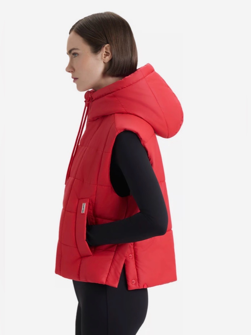 Hunter Red Quilted Hooded Puffer Vest - Picture 3 of 11